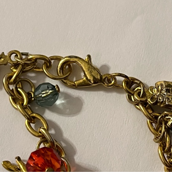 Vintage Gold Tone Christmas Beaded Charm Bracelet - Picture 14 of 16